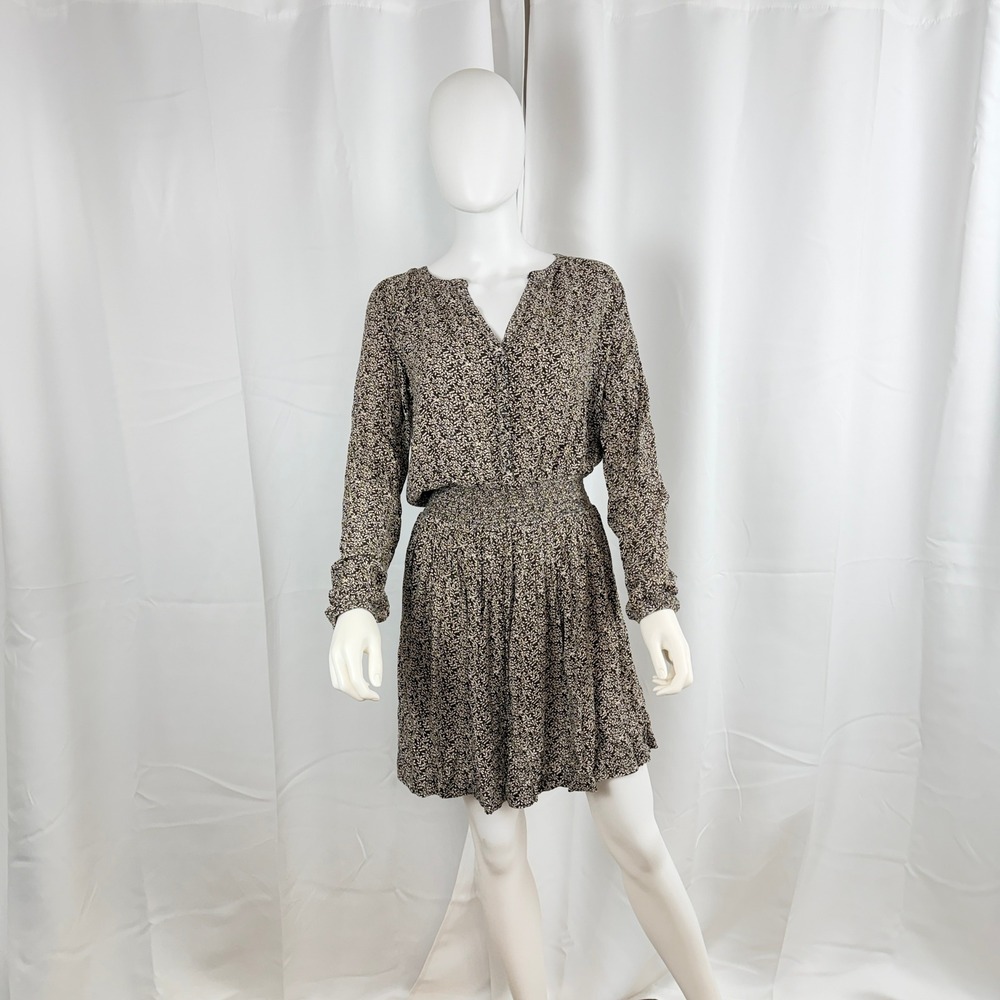 Faherty Mini Dress Women Small Black Floral Boho Cottagecore Coastal